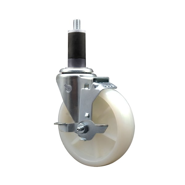 5'' SS Nylon Swivel 1-1/4'' Expanding Stem Caster with Brake